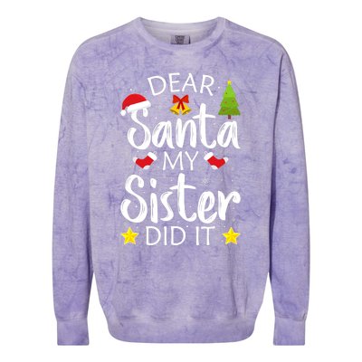 Family Funny Dear Santa My Sister Did It Christmas Pajama Colorblast Crewneck Sweatshirt