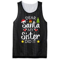 Family Funny Dear Santa My Sister Did It Christmas Pajama Mesh Reversible Basketball Jersey Tank