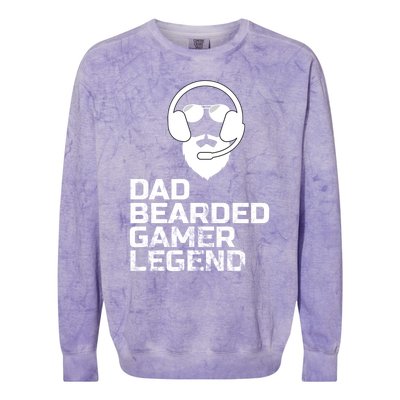 Funny Fathers Day Gaming Gift For Dad Bearded Dad Gamer Funny Gift Colorblast Crewneck Sweatshirt