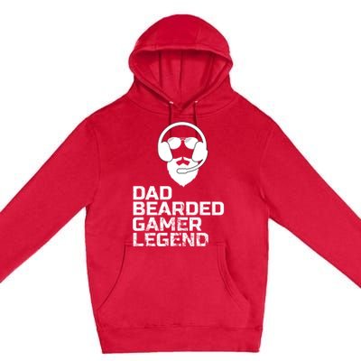 Funny Fathers Day Gaming Gift For Dad Bearded Dad Gamer Funny Gift Premium Pullover Hoodie