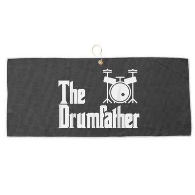 Funny Fathers Day The Drumfather Drummer Musician Dad Gift Large Microfiber Waffle Golf Towel