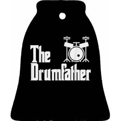 Funny Fathers Day The Drumfather Drummer Musician Dad Gift Ceramic Bell Ornament