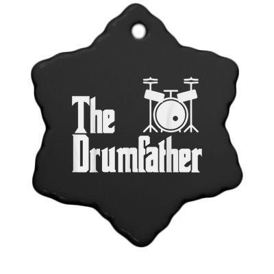 Funny Fathers Day The Drumfather Drummer Musician Dad Gift Ceramic Star Ornament