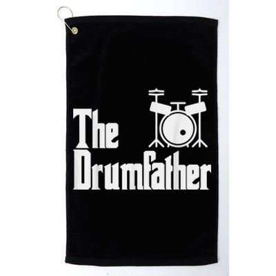 Funny Fathers Day The Drumfather Drummer Musician Dad Gift Platinum Collection Golf Towel