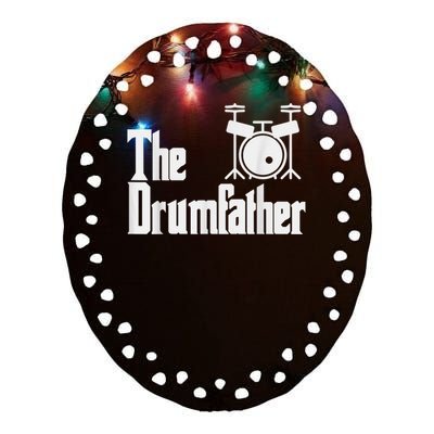 Funny Fathers Day The Drumfather Drummer Musician Dad Gift Ceramic Oval Ornament