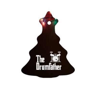 Funny Fathers Day The Drumfather Drummer Musician Dad Gift Ceramic Tree Ornament