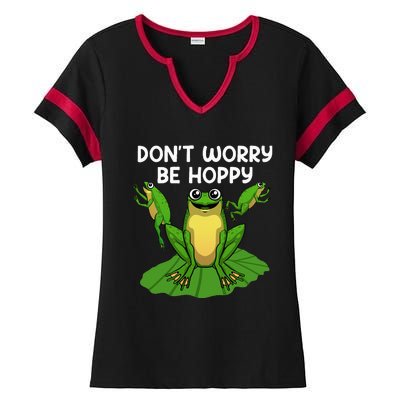 Funky Frog Design Unique Artwork for Frog Enthusiasts Ladies Halftime Notch Neck Tee