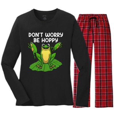 Funky Frog Design Unique Artwork for Frog Enthusiasts Women's Long Sleeve Flannel Pajama Set 