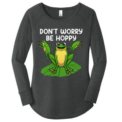 Funky Frog Design Unique Artwork for Frog Enthusiasts Women's Perfect Tri Tunic Long Sleeve Shirt