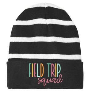 Field Fun Day Squad School Trip Vibes Teachers Striped Beanie with Solid Band