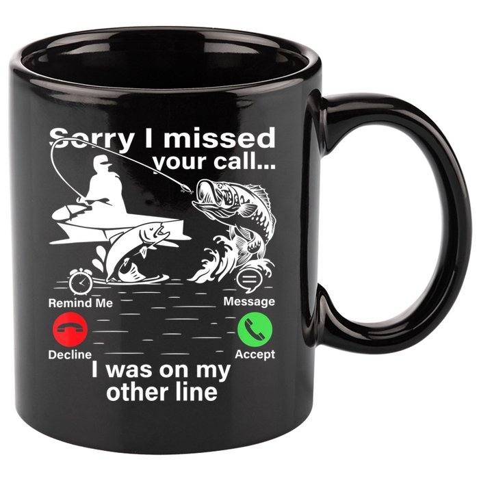 Funny Fishing Dad Funny Reel Cool Fish Fisherman 11oz C Handle Ceramic Mug