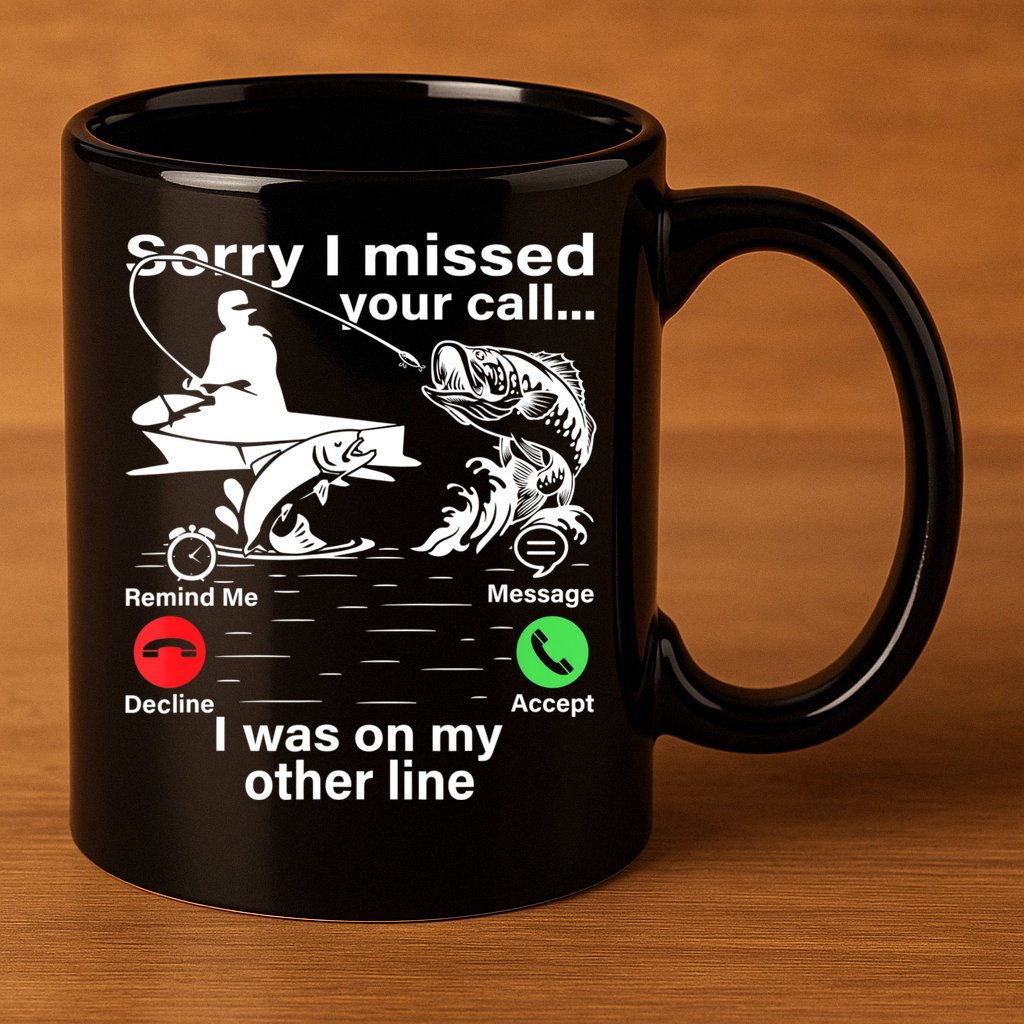 Funny Fishing Dad Funny Reel Cool Fish Fisherman 11oz C Handle Ceramic Mug