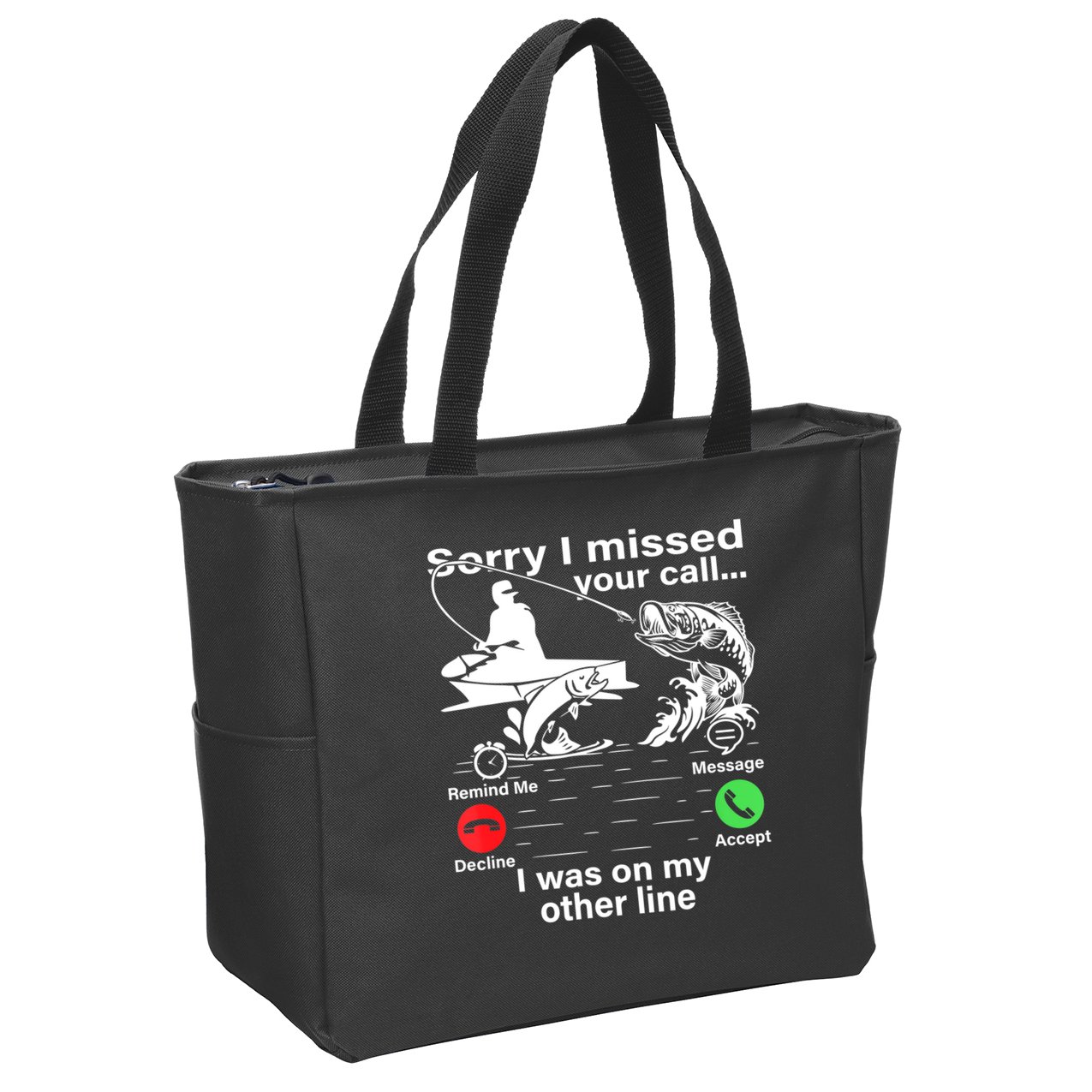 Funny Fishing Dad Funny Reel Cool Fish Fisherman Zip Tote Bag