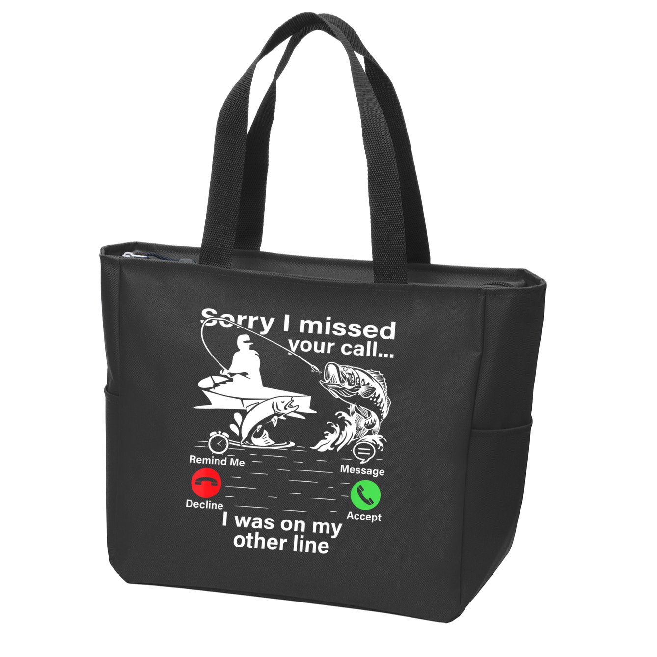 Funny Fishing Dad Funny Reel Cool Fish Fisherman Zip Tote Bag