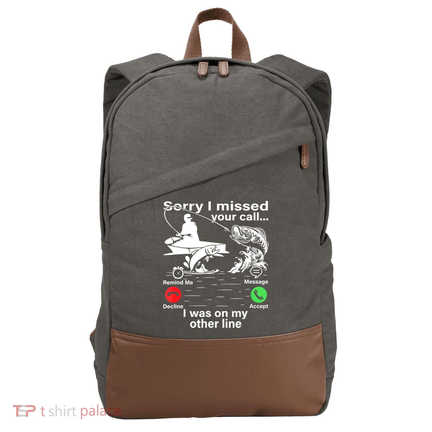 Funny Fishing Dad Funny Reel Cool Fish Fisherman Cotton Canvas Backpack