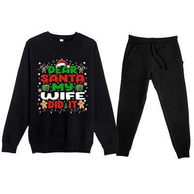 Family Funny Dear Santa My Wife Did It Christmas Pajama Gift Premium Crewneck Sweatsuit Set