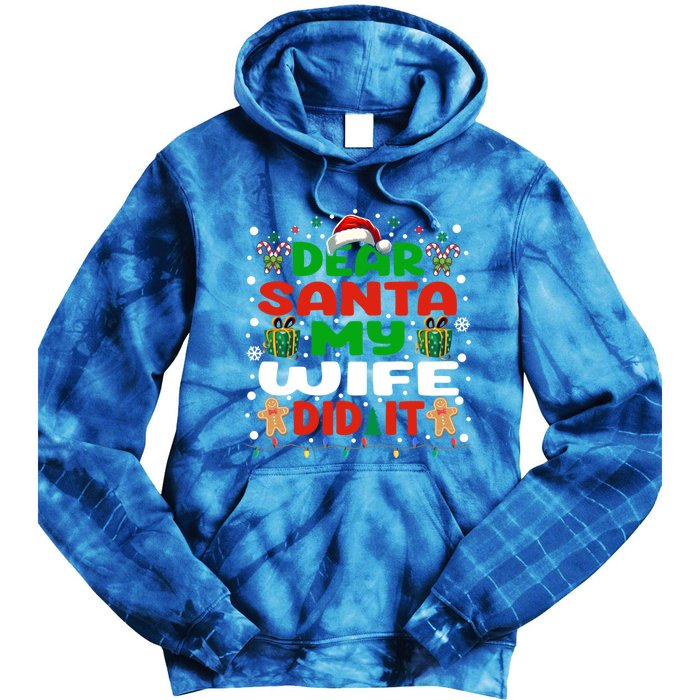 Family Funny Dear Santa My Wife Did It Christmas Pajama Gift Tie Dye Hoodie