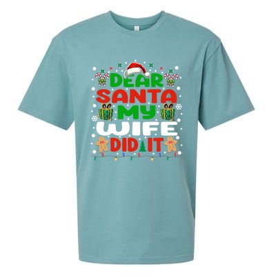 Family Funny Dear Santa My Wife Did It Christmas Pajama Gift Sueded Cloud Jersey T-Shirt