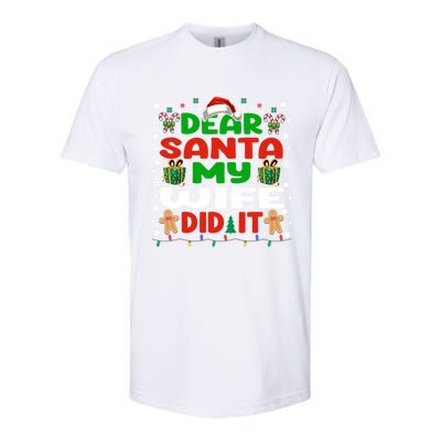 Family Funny Dear Santa My Wife Did It Christmas Pajama Gift Softstyle CVC T-Shirt