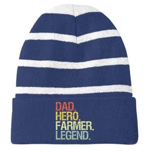 Funny Farmer Dad Striped Beanie with Solid Band