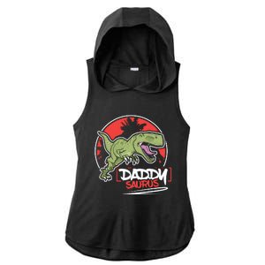 Funny Fathers Day Gift Idea Daddysaurus Rex Gift Ladies PosiCharge Tri-Blend Wicking Draft Hoodie Tank