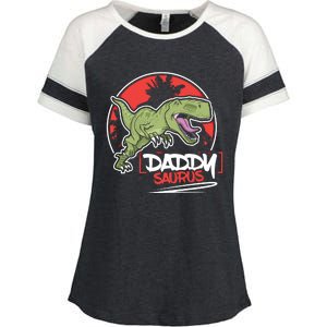 Funny Fathers Day Gift Idea Daddysaurus Rex Gift Enza Ladies Jersey Colorblock Tee