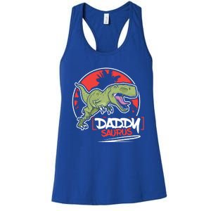 Funny Fathers Day Gift Idea Daddysaurus Rex Gift Women's Racerback Tank