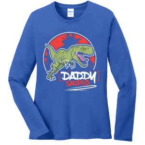 Funny Fathers Day Gift Idea Daddysaurus Rex Gift Ladies Long Sleeve Shirt