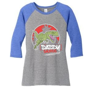 Funny Fathers Day Gift Idea Daddysaurus Rex Gift Women's Tri-Blend 3/4-Sleeve Raglan Shirt