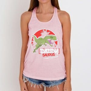 Funny Fathers Day Gift Idea Daddysaurus Rex Gift Women's Knotted Racerback Tank