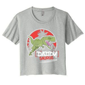 Funny Fathers Day Gift Idea Daddysaurus Rex Gift Women's Crop Top Tee