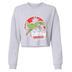 Funny Fathers Day Gift Idea Daddysaurus Rex Gift Cropped Pullover Crew