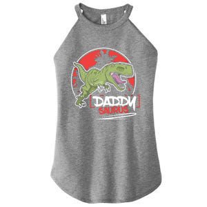 Funny Fathers Day Gift Idea Daddysaurus Rex Gift Women's Perfect Tri Rocker Tank