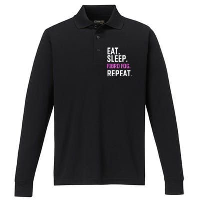 Fibro Fog Day Lupus Awareness Fibromyalgia Eat Sleep Fibro Gift Performance Long Sleeve Polo