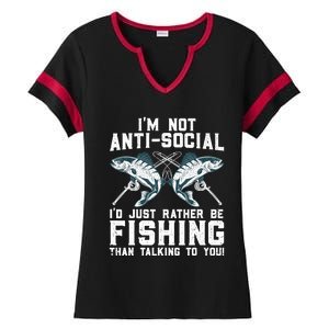 Funny Fishing Design For Wo Fisherman Fishing Lover Ladies Halftime Notch Neck Tee