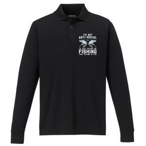 Funny Fishing Design For Wo Fisherman Fishing Lover Performance Long Sleeve Polo