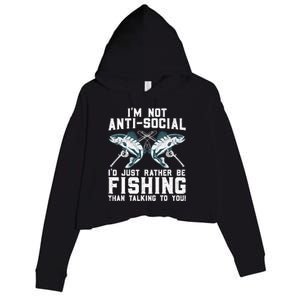 Funny Fishing Design For Wo Fisherman Fishing Lover Crop Fleece Hoodie