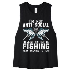 Funny Fishing Design For Wo Fisherman Fishing Lover Women's Racerback Cropped Tank