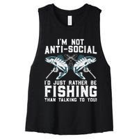 Funny Fishing Design For Wo Fisherman Fishing Lover Women's Racerback Cropped Tank