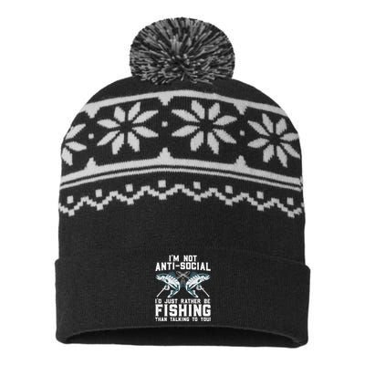 Funny Fishing Design For Wo Fisherman Fishing Lover USA-Made Snowflake Beanie