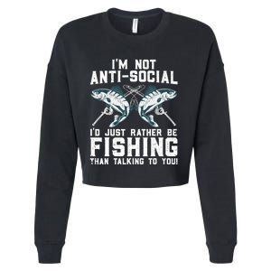 Funny Fishing Design For Wo Fisherman Fishing Lover Cropped Pullover Crew