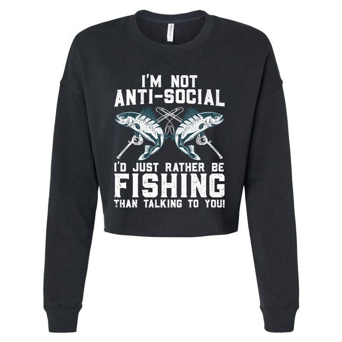 Funny Fishing Design For Wo Fisherman Fishing Lover Cropped Pullover Crew