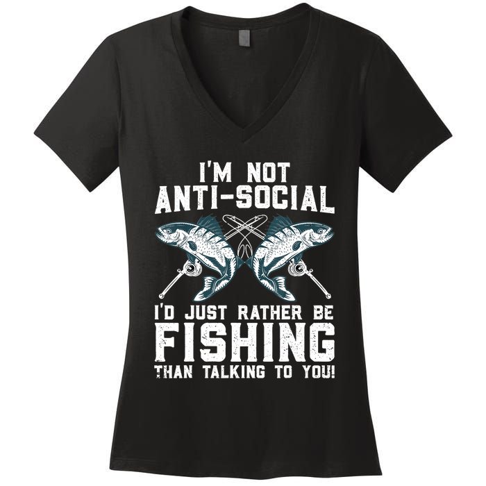 Funny Fishing Design For Wo Fisherman Fishing Lover Women's V-Neck T-Shirt