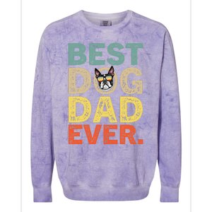 Funny Fathers Day For Dad Boston Terrier Best Dog Dad Ever Colorblast Crewneck Sweatshirt