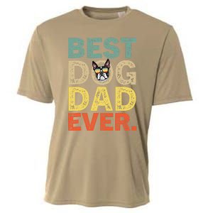 Funny Fathers Day For Dad Boston Terrier Best Dog Dad Ever Cooling Performance Crew T-Shirt