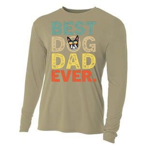 Funny Fathers Day For Dad Boston Terrier Best Dog Dad Ever Cooling Performance Long Sleeve Crew