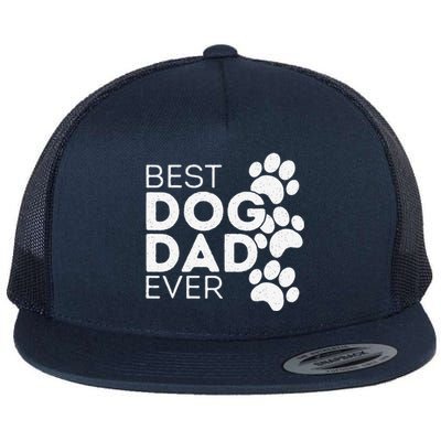 Funny Fathers Day Gift Idea Best Dog Dad Ever Flat Bill Trucker Hat