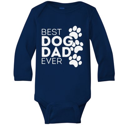 Funny Fathers Day Gift Idea Best Dog Dad Ever Baby Long Sleeve Bodysuit