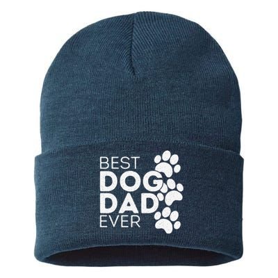 Funny Fathers Day Gift Idea Best Dog Dad Ever Sustainable Knit Beanie