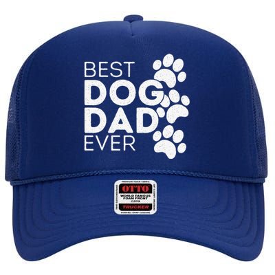 Funny Fathers Day Gift Idea Best Dog Dad Ever High Crown Mesh Back Trucker Hat